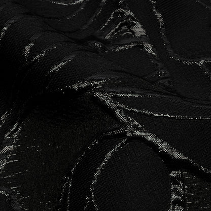 Metallic Black Outlined Florals Luxury Brocade