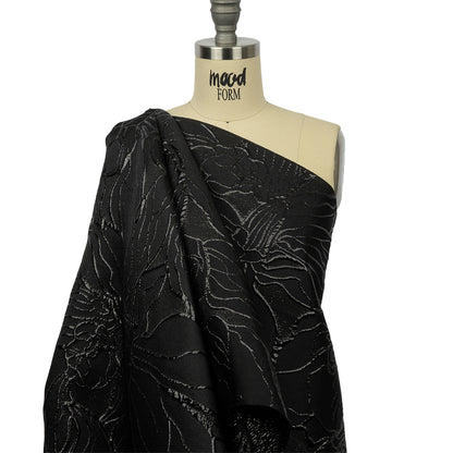 Metallic Black Outlined Florals Luxury Brocade