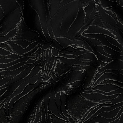 Metallic Black Outlined Florals Luxury Brocade