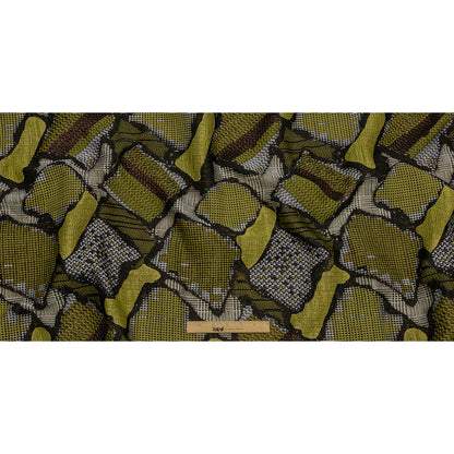 Metallic Black and Yellow Abstract Patchwork Luxury Brocade