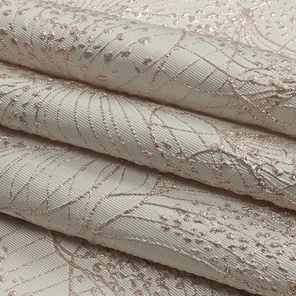 Metallic Rose Gold and Ivory Lines and Dots Luxury Brocade