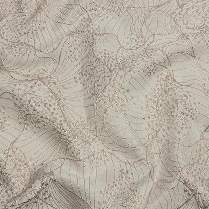 Metallic Rose Gold and Ivory Lines and Dots Luxury Brocade