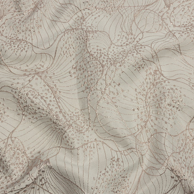 Metallic Rose Gold and Ivory Lines and Dots Luxury Brocade