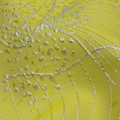 Metallic Silver and Lemon Lines and Dots Luxury Brocade