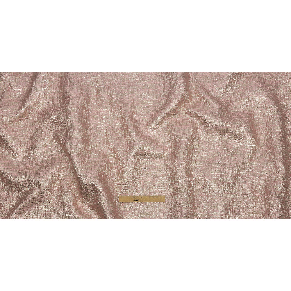 Metallic Rose Gold, Pink and Champagne Crosshatched Lines Luxury Brocade Full
