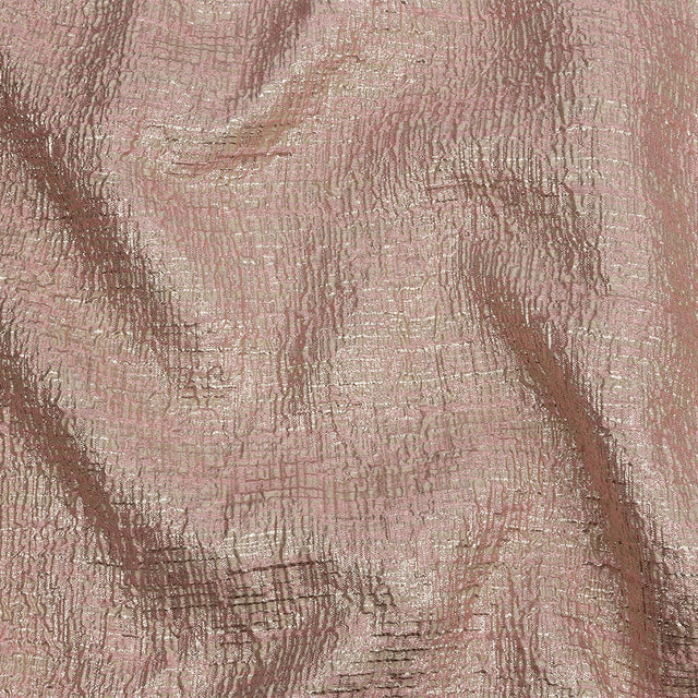 Metallic Rose Gold, Pink and Champagne Crosshatched Lines Luxury Brocade
