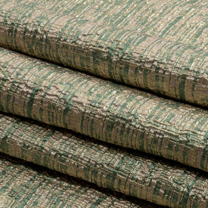 Metallic Gold, Seaglass and Pale Pink Crosshatched Lines Luxury Brocade Folded