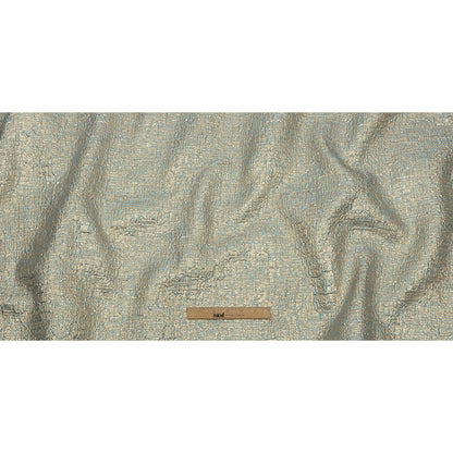 Metallic Gold, Pale Blue and Beige Crosshatched Lines Luxury Brocade Full