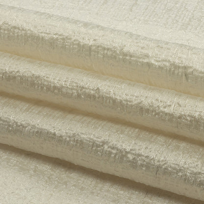 Metallic Ivory Crosshatched Lines Luxury Brocade Folded