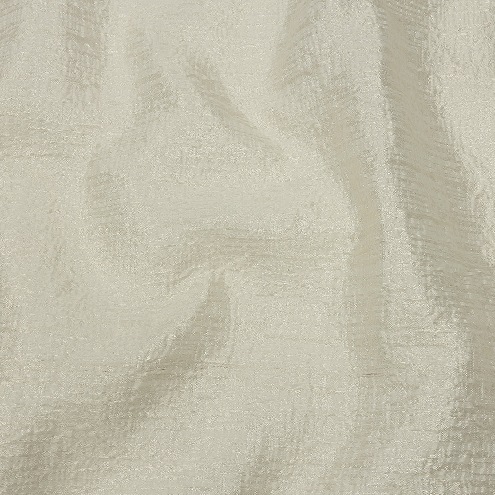 Metallic Ivory Crosshatched Lines Luxury Brocade