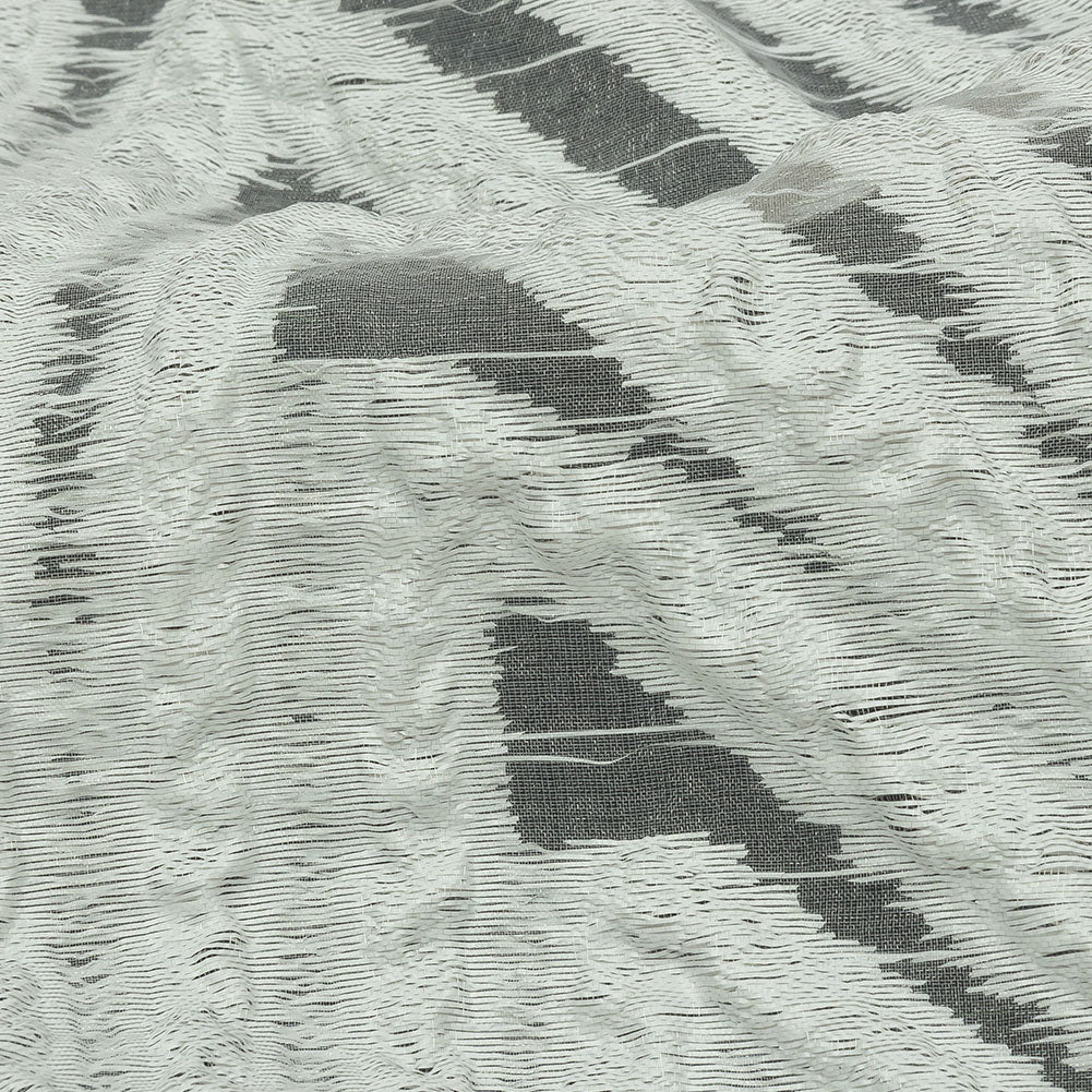 Metallic White Overlapped Nested Triangles Luxury Burnout Brocade