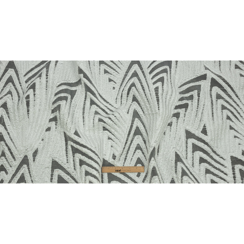 Metallic White Overlapped Nested Triangles Luxury Burnout Brocade