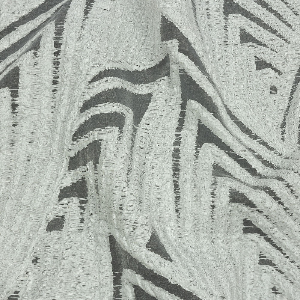 Metallic White Overlapped Nested Triangles Luxury Burnout Brocade