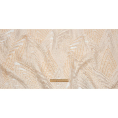 Metallic White and Peach Overlapped Nested Triangles Luxury Burnout Brocade