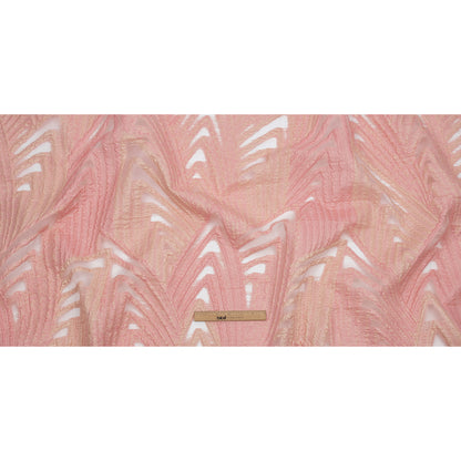 Metallic Pink and Peach Overlapped Nested Triangles Luxury Burnout Brocade