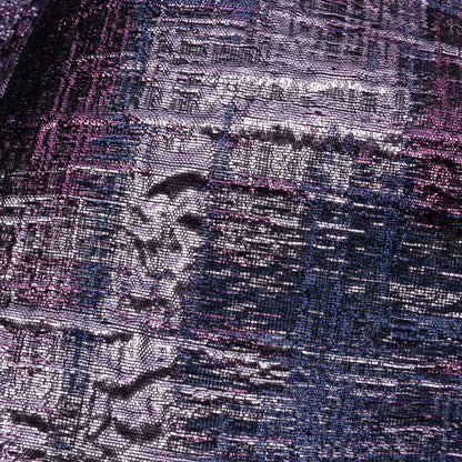 Metallic Orchid, Plum and Navy Distressed Plaid Luxury Brocade