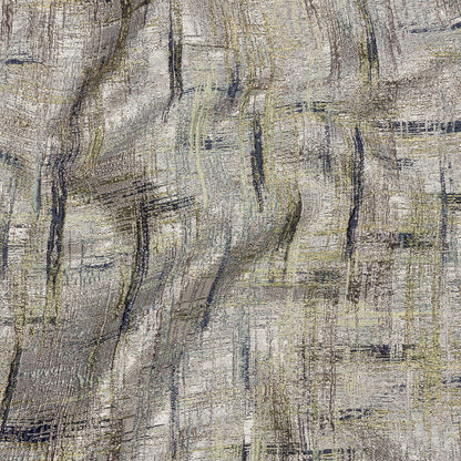 Metallic Rose Gold, Navy and Olive Crosshatching Luxury Brocade