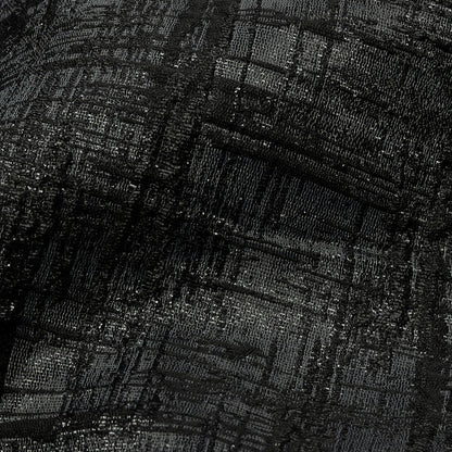 Metallic Black and Charcoal Crosshatching Luxury Brocade