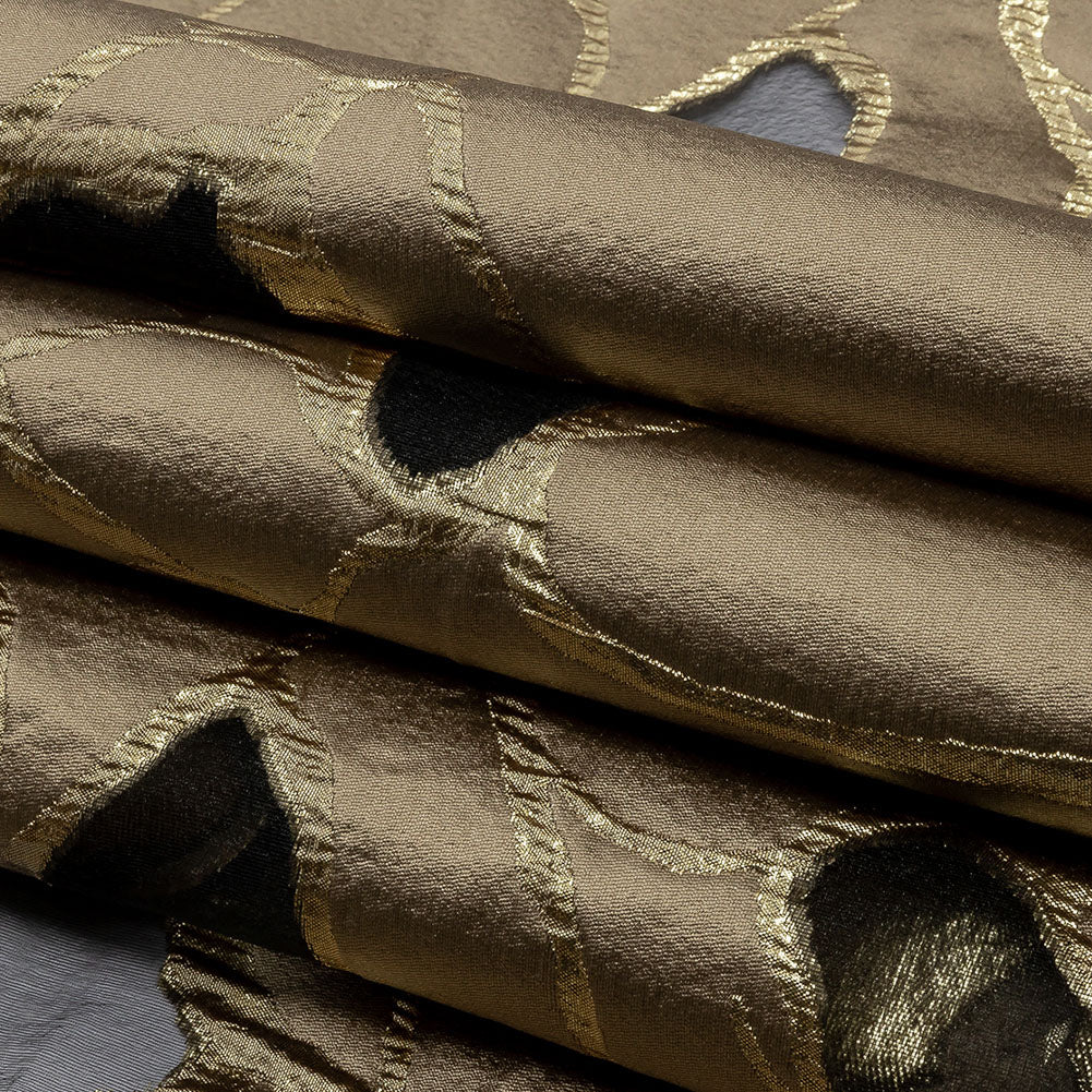 Metallic Gold and Taupe Abstract Luxury Burnout Brocade