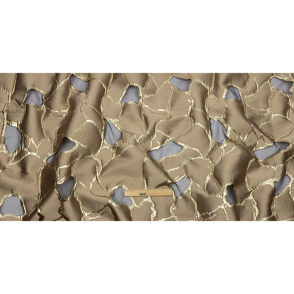 Metallic Gold and Taupe Abstract Luxury Burnout Brocade
