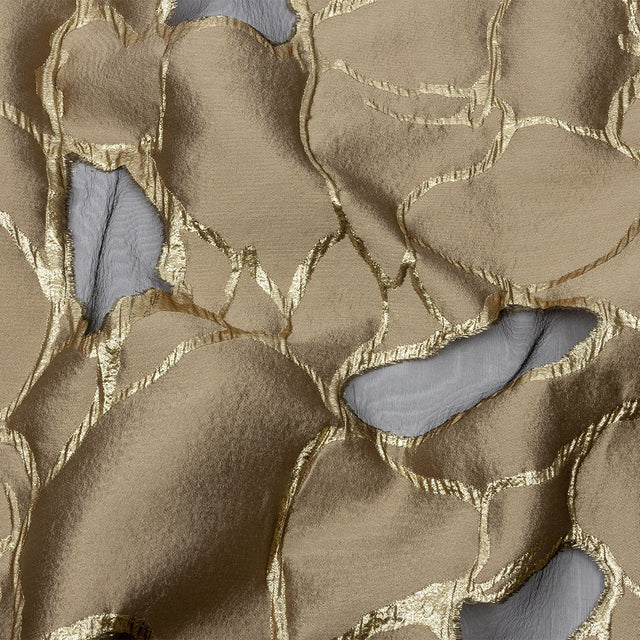 Metallic Gold and Taupe Abstract Luxury Burnout Brocade