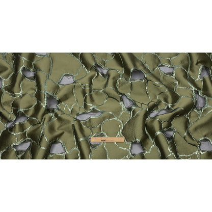 Metallic Olive Green Abstract Luxury Burnout Brocade
