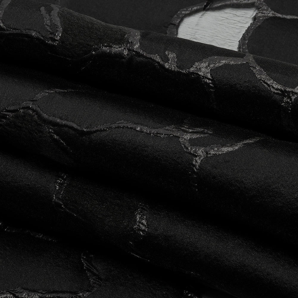 Metallic Black Abstract Luxury Burnout Brocade