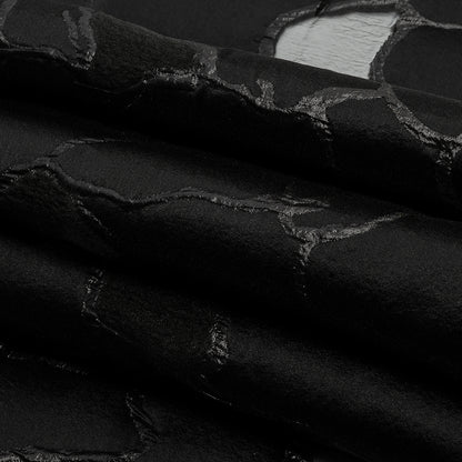 Metallic Black Abstract Luxury Burnout Brocade