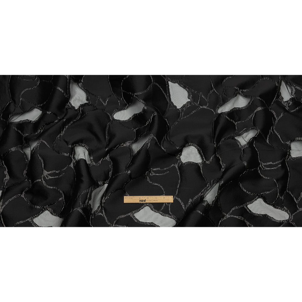 Metallic Black Abstract Luxury Burnout Brocade