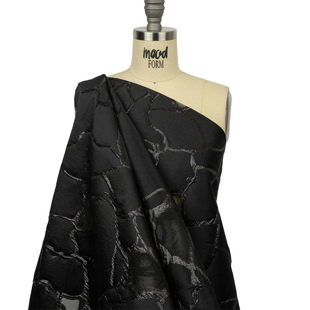Metallic Black Abstract Luxury Burnout Brocade