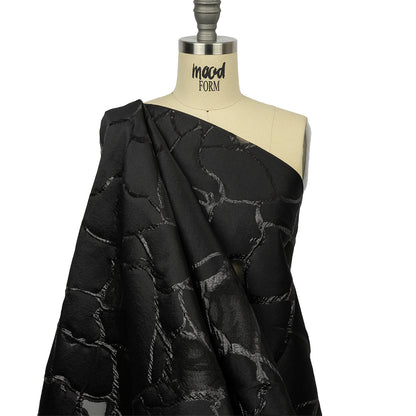 Metallic Black Abstract Luxury Burnout Brocade