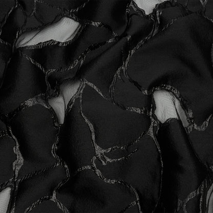 Metallic Black Abstract Luxury Burnout Brocade