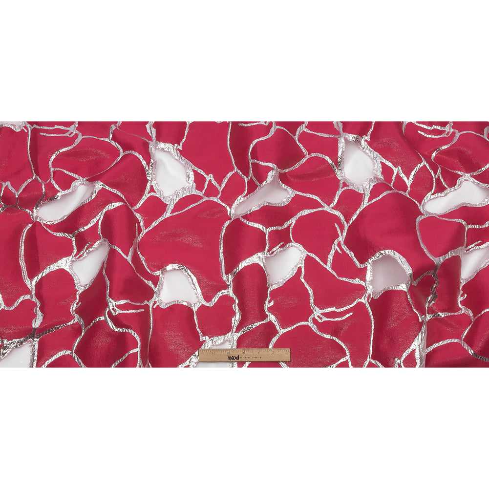 Metallic Silver and Hot Pink Abstract Luxury Burnout Brocade - Full