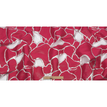 Metallic Silver and Hot Pink Abstract Luxury Burnout Brocade
