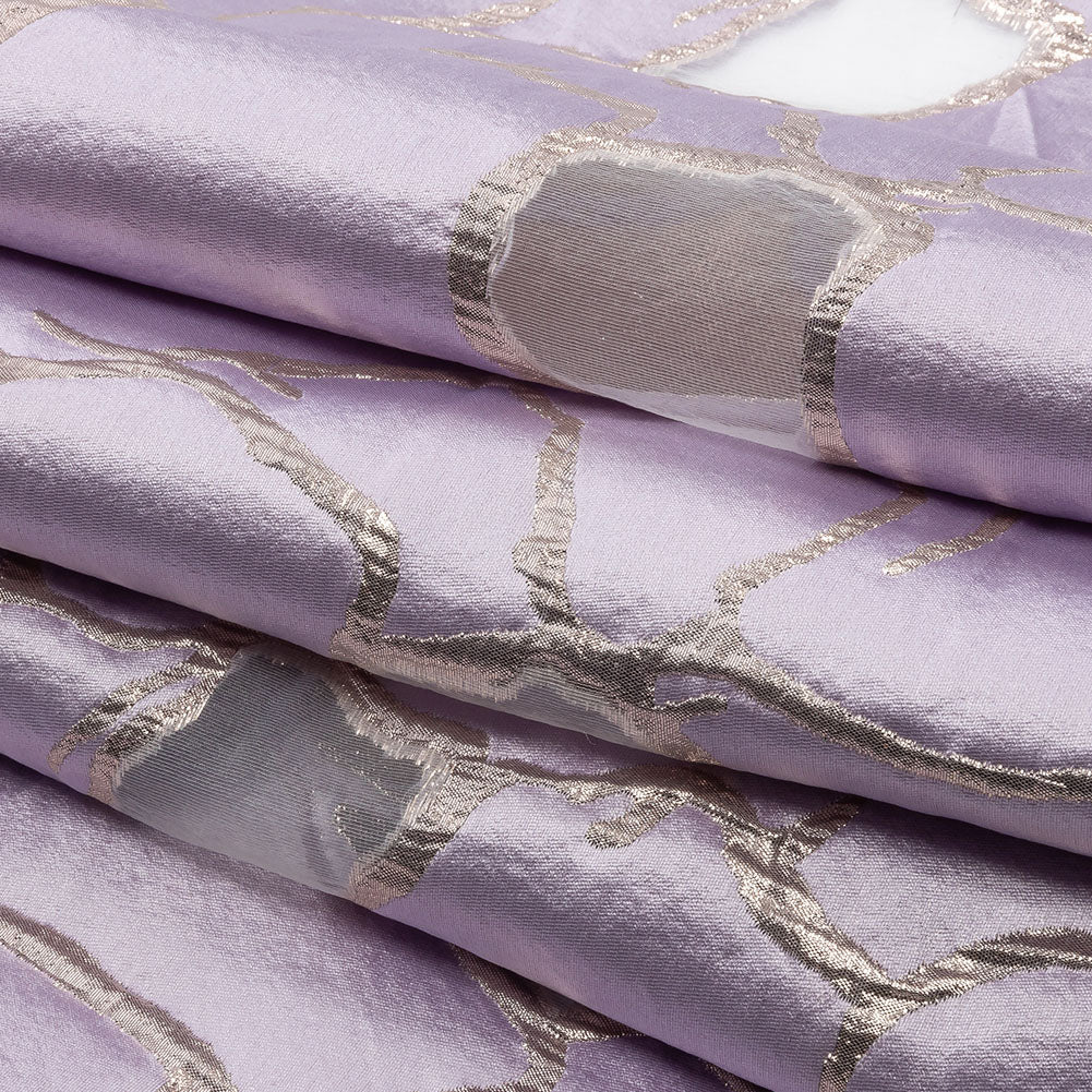 Metallic Rose Gold and Lilac Abstract Luxury Burnout Brocade - Folded