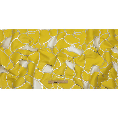 Metallic Silver and Lemon Abstract Luxury Burnout Brocade
