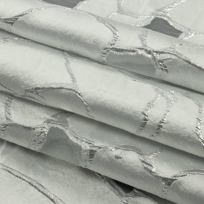 Metallic Silver and White Abstract Luxury Burnout Brocade