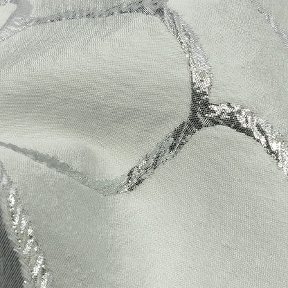 Metallic Silver and White Abstract Luxury Burnout Brocade