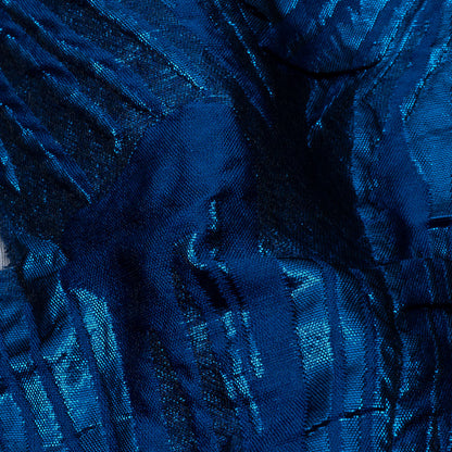 Metallic Blue Firework Flowers Luxury Burnout Brocade