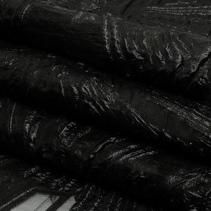 Metallic Black Firework Flowers Luxury Burnout Brocade