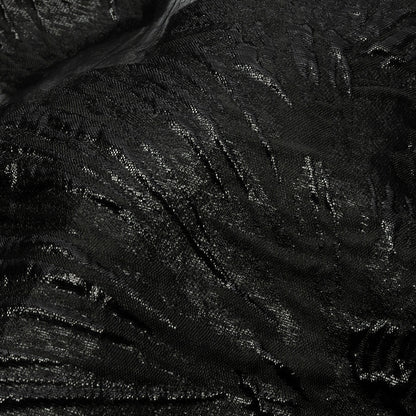 Metallic Black Firework Flowers Luxury Burnout Brocade