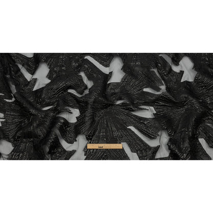 Metallic Black Firework Flowers Luxury Burnout Brocade