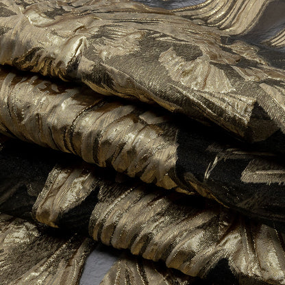 Metallic Burnout Brocade - Gold and Beige Firework Florals