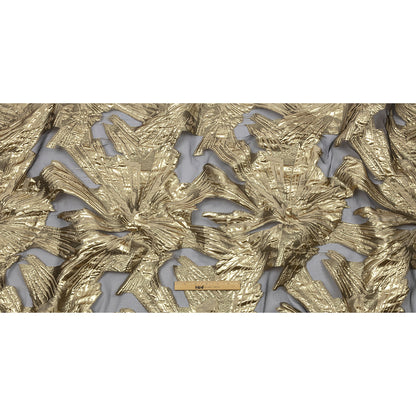 Metallic Burnout Brocade - Gold and Beige Firework Florals