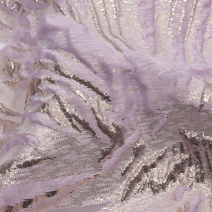 Metallic Rose Gold and Lilac Firework Flowers Luxury Burnout Brocade Detail