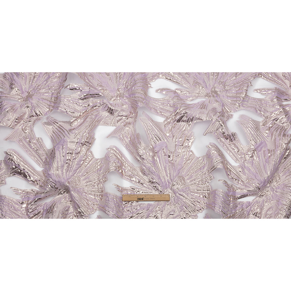 Metallic Rose Gold and Lilac Firework Flowers Luxury Burnout Brocade Full