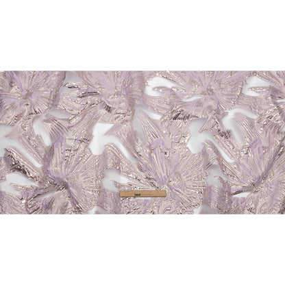 Metallic Rose Gold and Lilac Firework Flowers Luxury Burnout Brocade Full