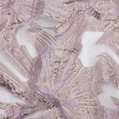 Metallic Rose Gold and Lilac Firework Flowers Luxury Burnout Brocade