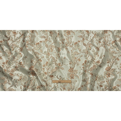 Metallic Gold, Pale Blue and Creamsicle Flowering Vines Luxury Brocade
