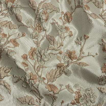 Metallic Gold, Pale Blue and Creamsicle Flowering Vines Luxury Brocade